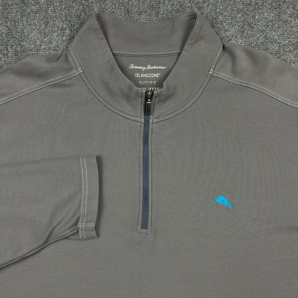 Tommy Bahama 1/4 Zip Pullover Mens XXXL Grey IslandZone Supima Cotton T2240174